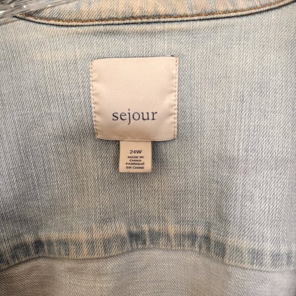 Sejour Plus Size Denim Jacket Light Wash - Picture 3 of 4